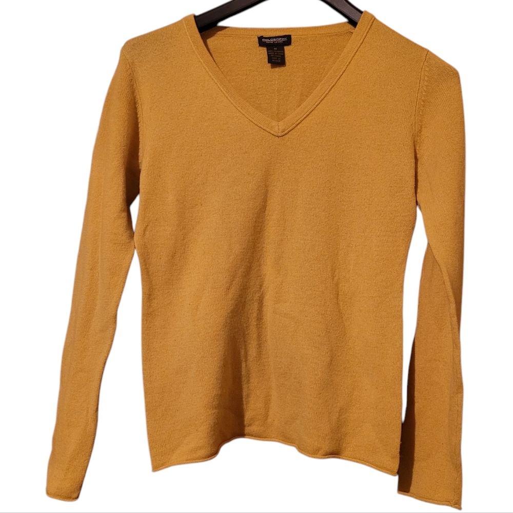Philosophy Dane Lewis Cashmere Sweater Yellow V-neck Size Medium